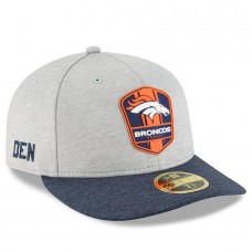 Men's Denver Broncos New Era Heather Gray/Navy 2018 NFL Sideline Road Low Profile 59FIFTY Fitted Hat 3058527